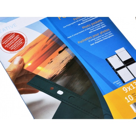 Herma Koszulki 9x13cm 10szt  (4 odbitki w pionie, czarne)