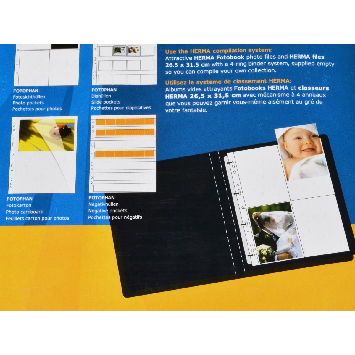 Herma Koszulki 9x13cm 10szt  (4 odbitki w pionie, czarne)