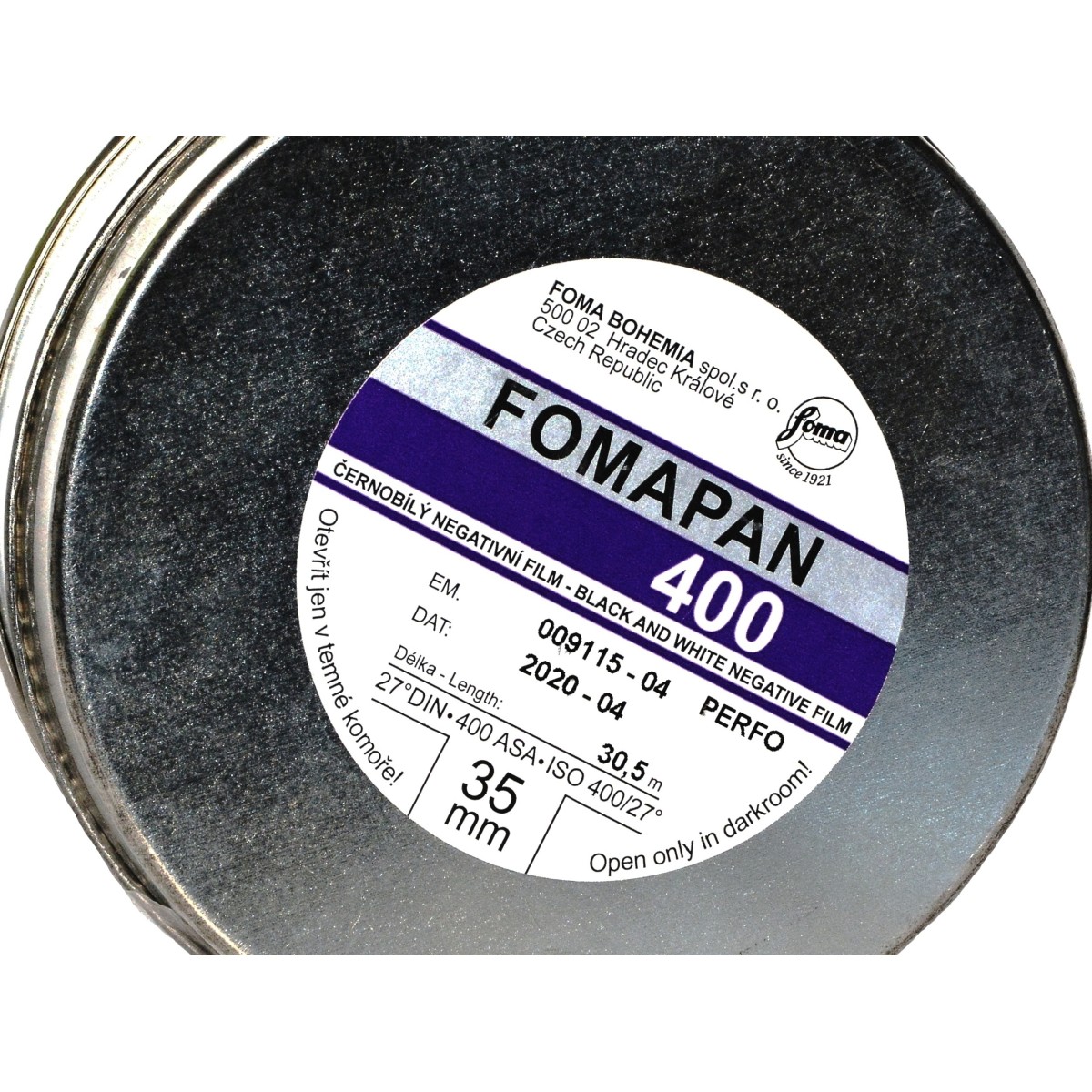 Foma Fomapan 400 30,5m. klisza z puszki, z metra 35mm. 