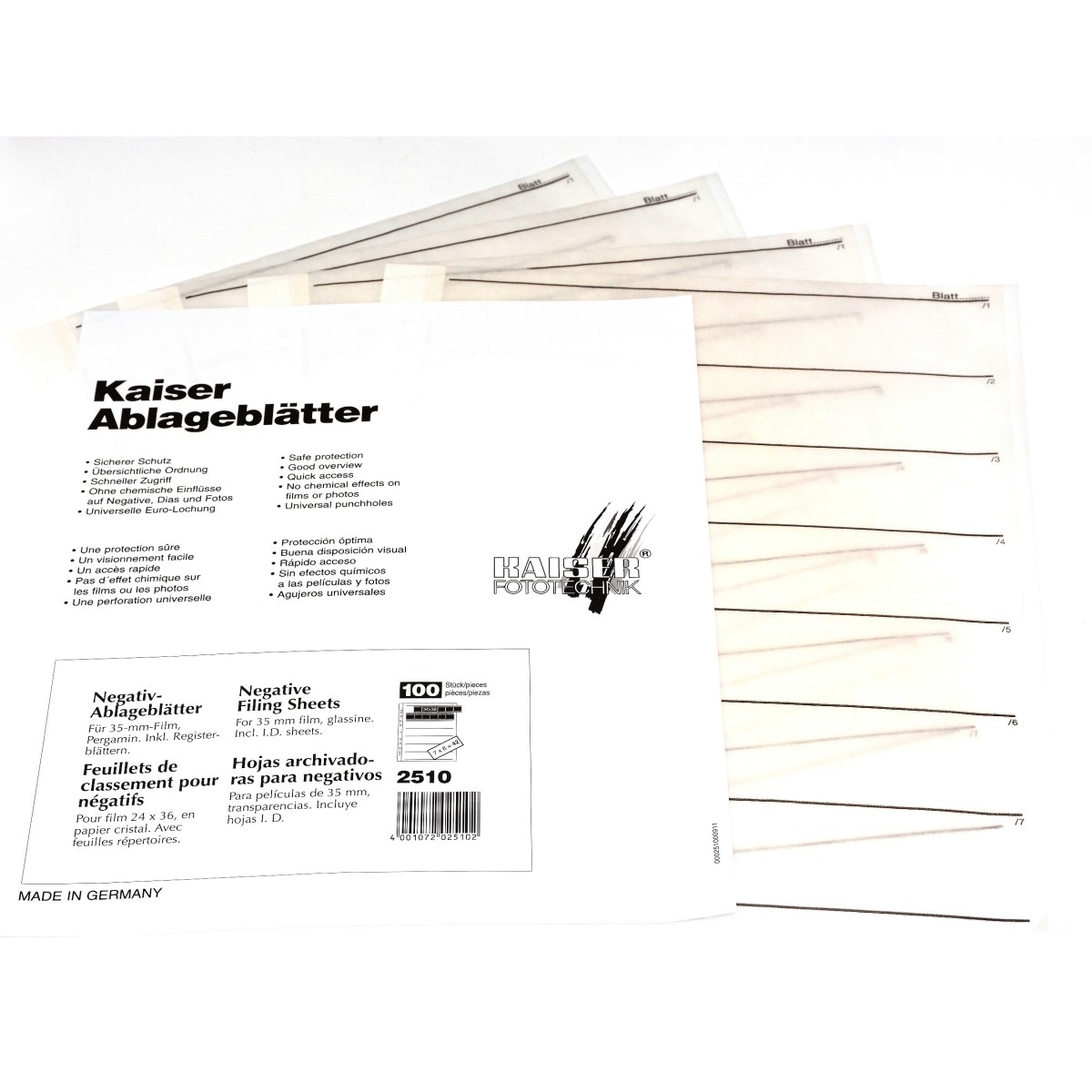 Kaiser Koszulki pergamin folia na film klisze 35mm 10 sztuk