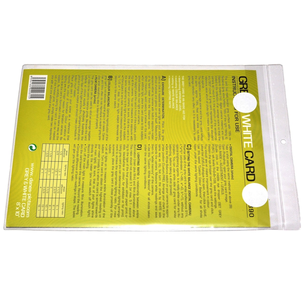 Szara i biała karta 20x25cm 8x10cala do balansu bieli