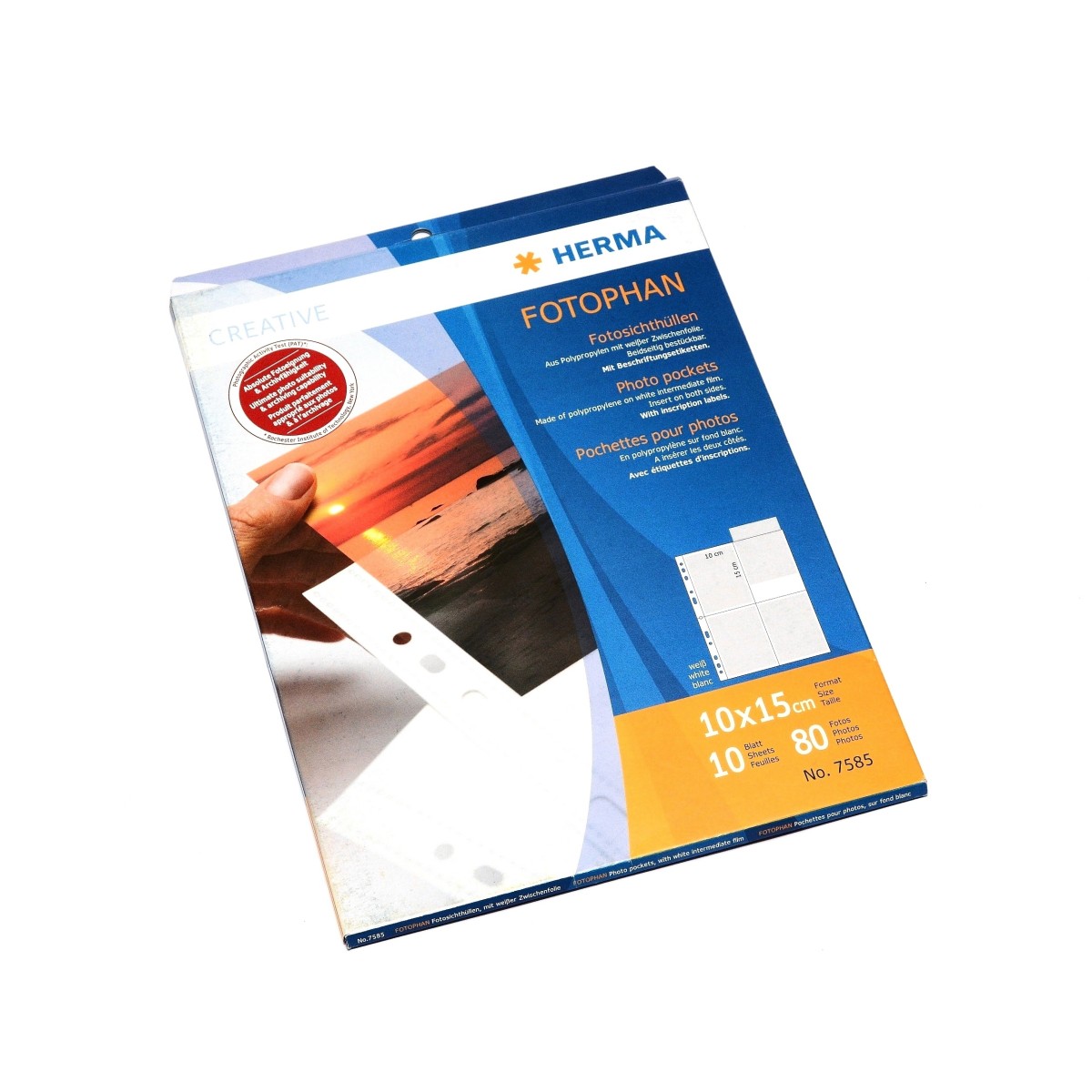 Herma Koszulki na zdjęcia 10x15cm 10szt (4 odbitki w pionie, białe)