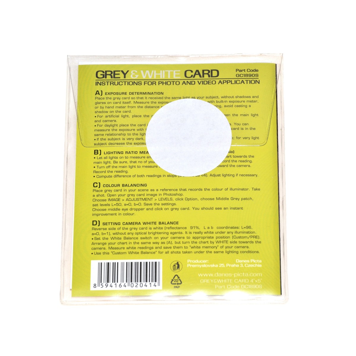 Szara i biała karta 10,2x12,7cm 4x5cala do balansu bieli