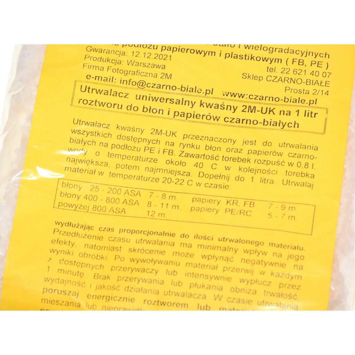 2M-UK Utrwalacz kwaśny uniwersalny na 1 litr do odbitek BW