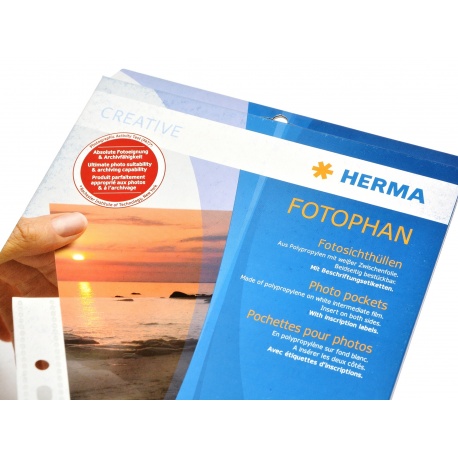 Herma Koszulki na zdjęcia 9x13cm 10szt (4 odbitki w pionie, białe) 7583