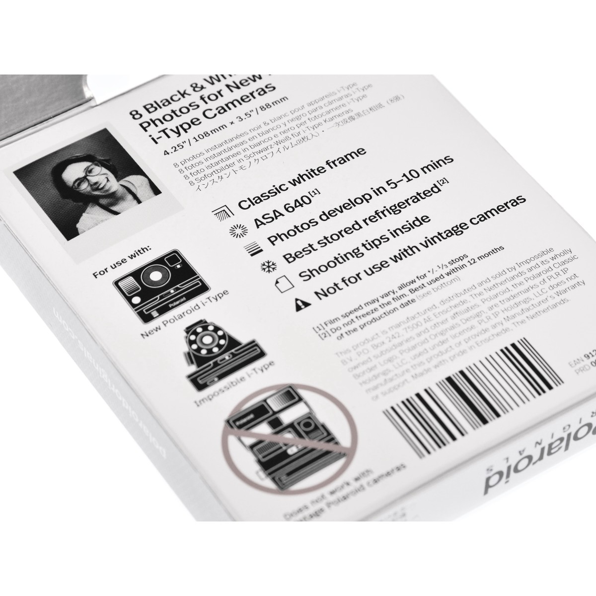 Polaroid B&W Film I-Type zdjęcia I-1 Onestep 2 - wkład 8 zdjęć