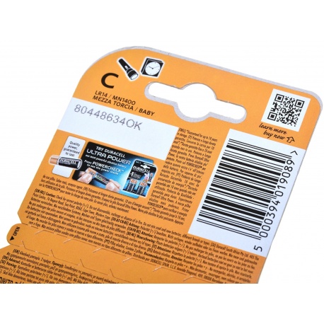 Duracell Bateria LR14 R14 alkaliczna o napięciu 1,5V - 2 szt.