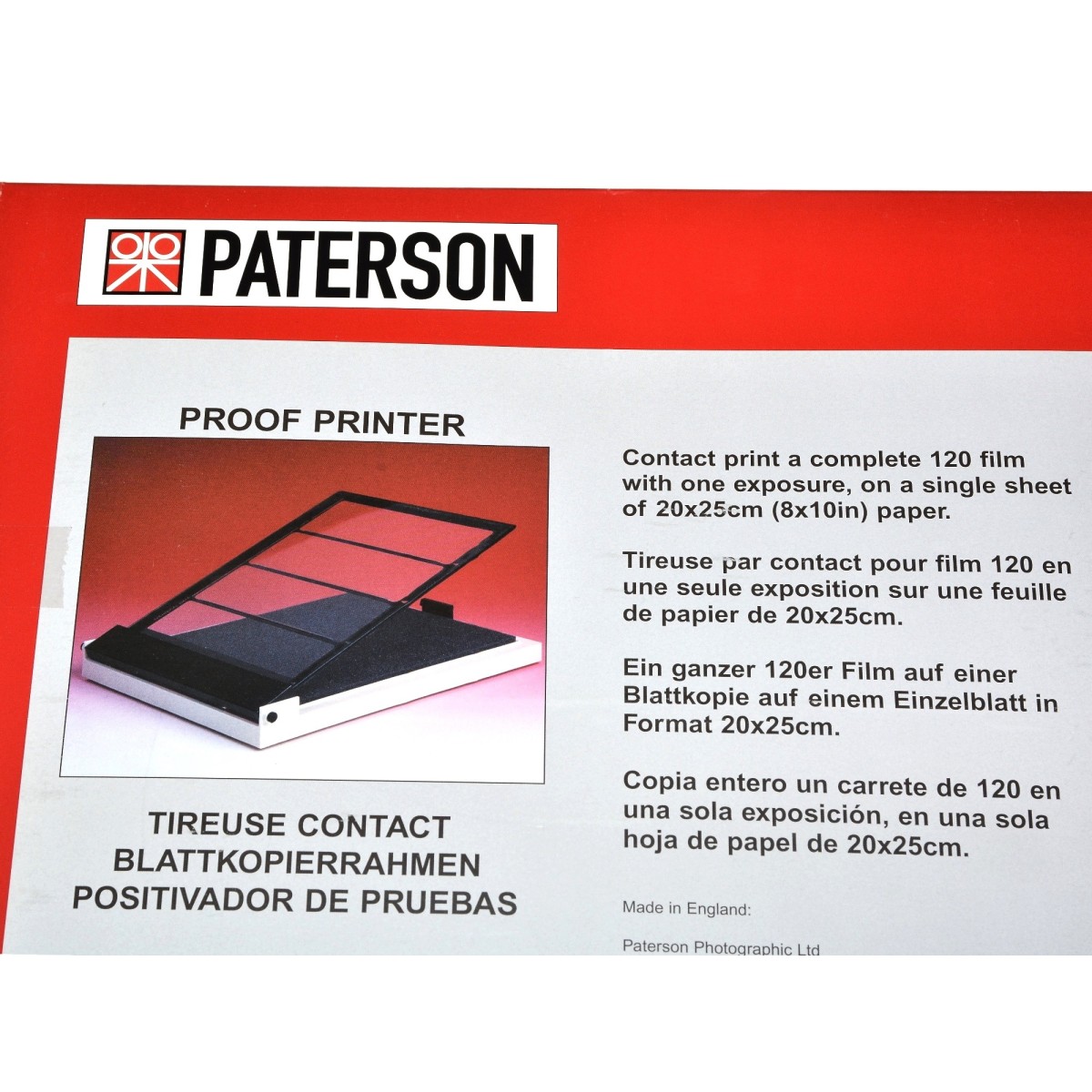 Paterson Maskownica do stykówek styków 20x25cm na film 120
