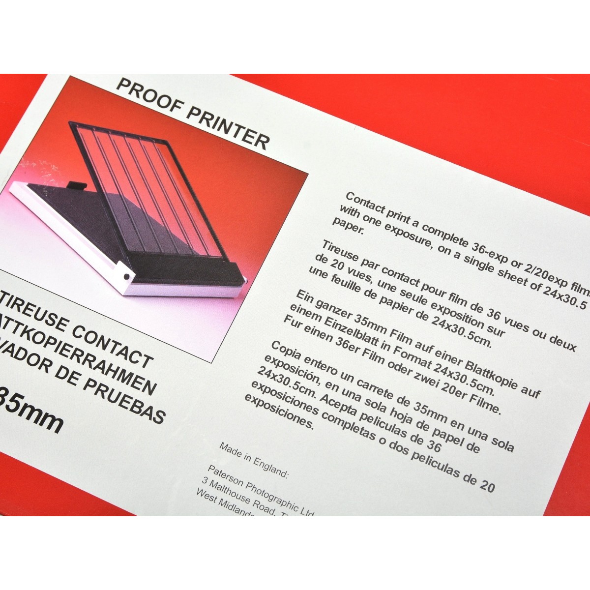 Paterson Maskownica do stykówek 24x30cm film 35mm