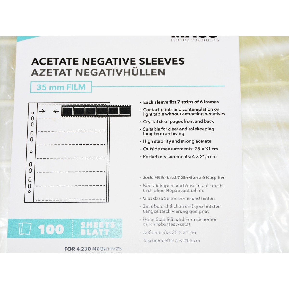 Koszulki acetatowe, acetat 35mm 10 sztuk wysoko przezroczyste folie na filmy