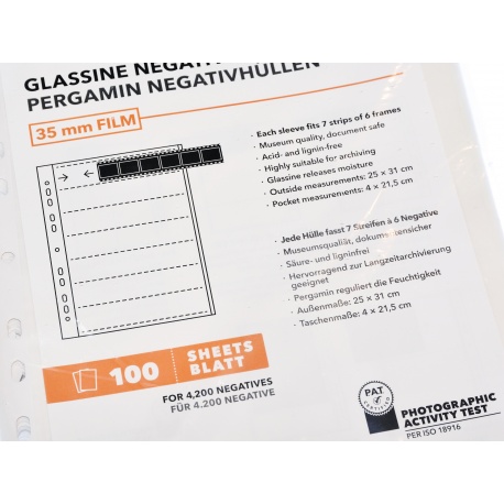 Rollei Koszulki, folie pergamin na filmy i klisze 35mm. - 20 sztuk
