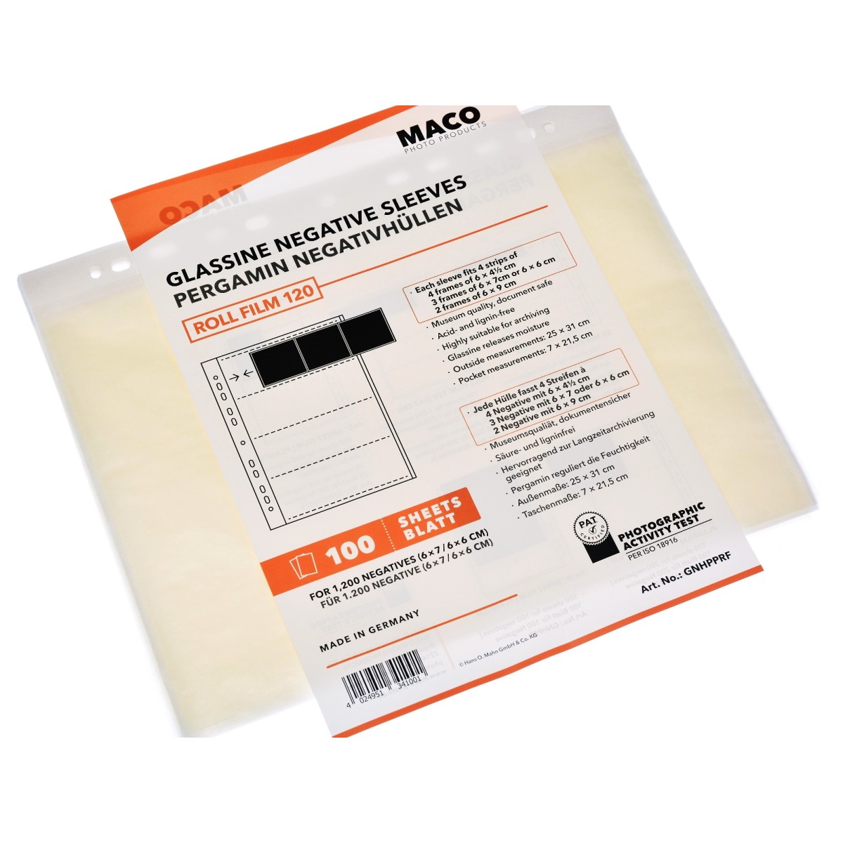 Koszulki, folie pergaminowe na film, klisze 120 - 20 sztuk