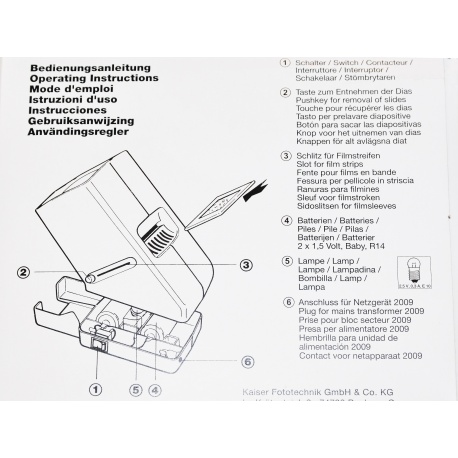 Kaiser Przeglądarka Diascop 3 na baterie lub 230V (2005) do dia i klisz