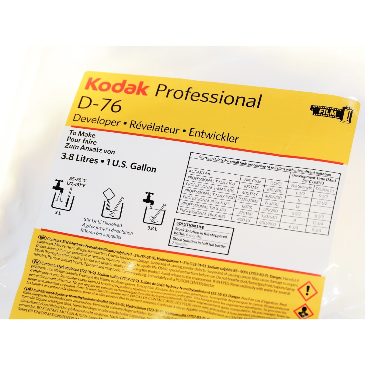 Kodak D76 wywoływacz drobnoziarnisty 3,8 litra do filmu kliszy