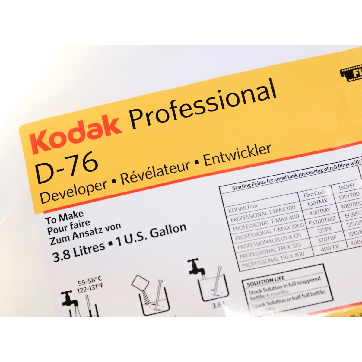 Kodak D76 wywoływacz drobnoziarnisty 3,8 litra do filmu kliszy