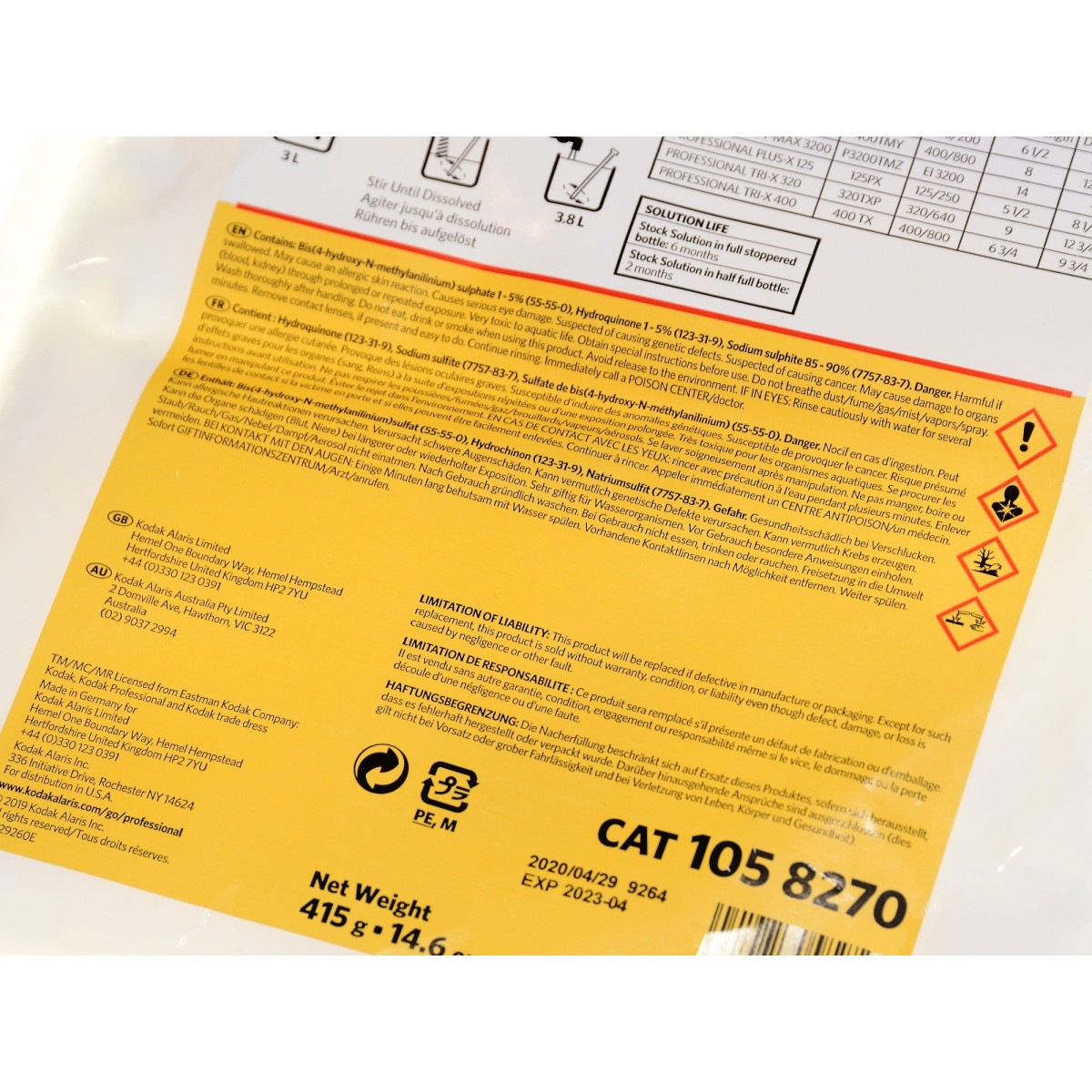 Kodak D76 wywoływacz drobnoziarnisty 3,8 litra do filmu kliszy