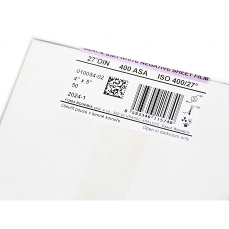 Foma Fomapan 400 format 4x5" 10,2x12,7 cm. 50szt. film klisza B&W