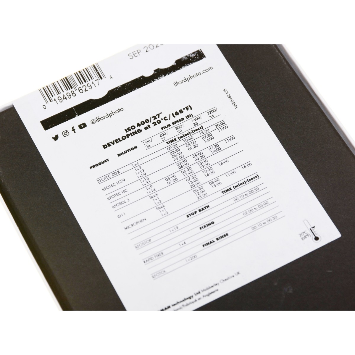 Ilford HP5 400 4x5"/25 sztuk błona cięta duży format B&W