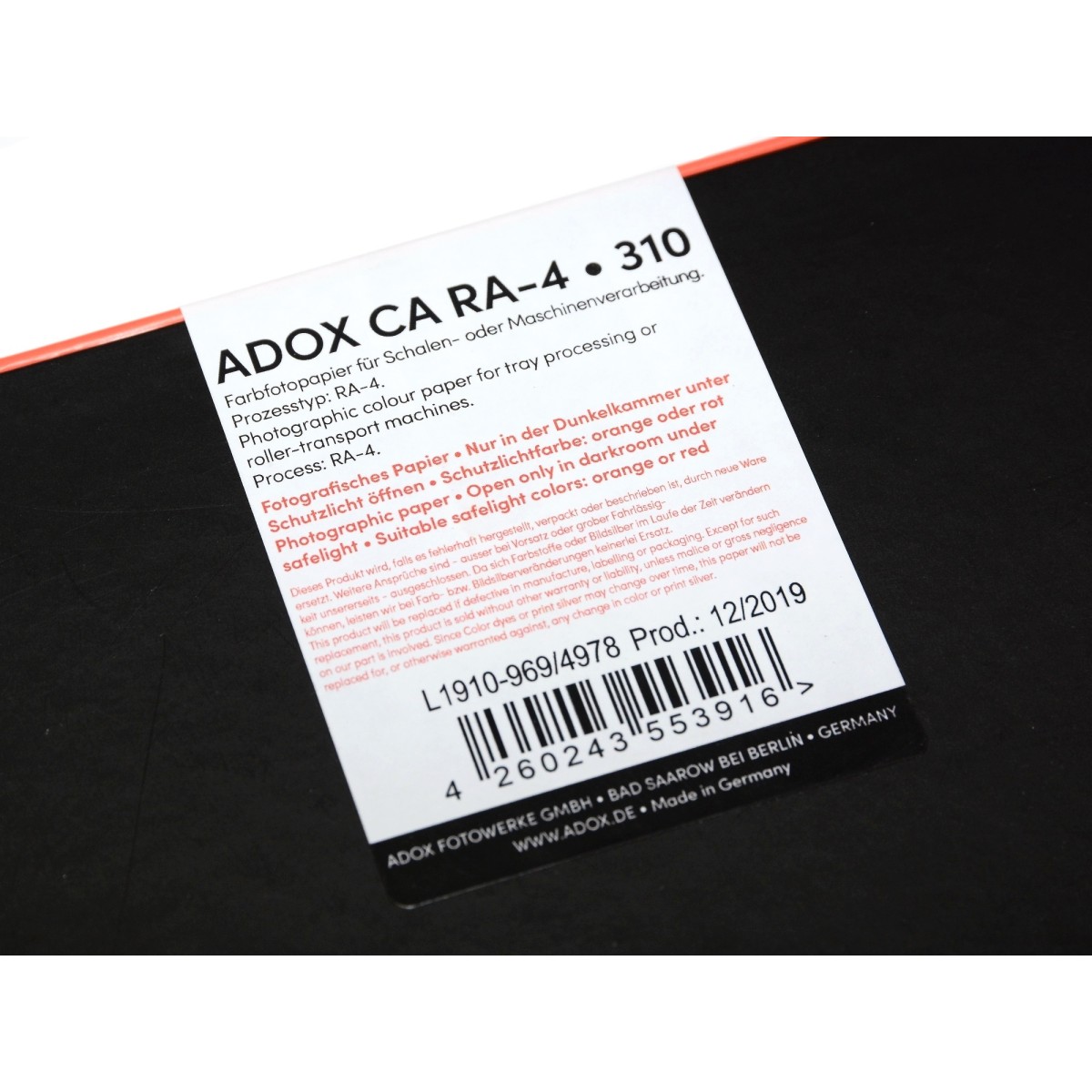 Adox CA 310 papier kolorowy RA4 do odbitek kolorowych 24x30/50