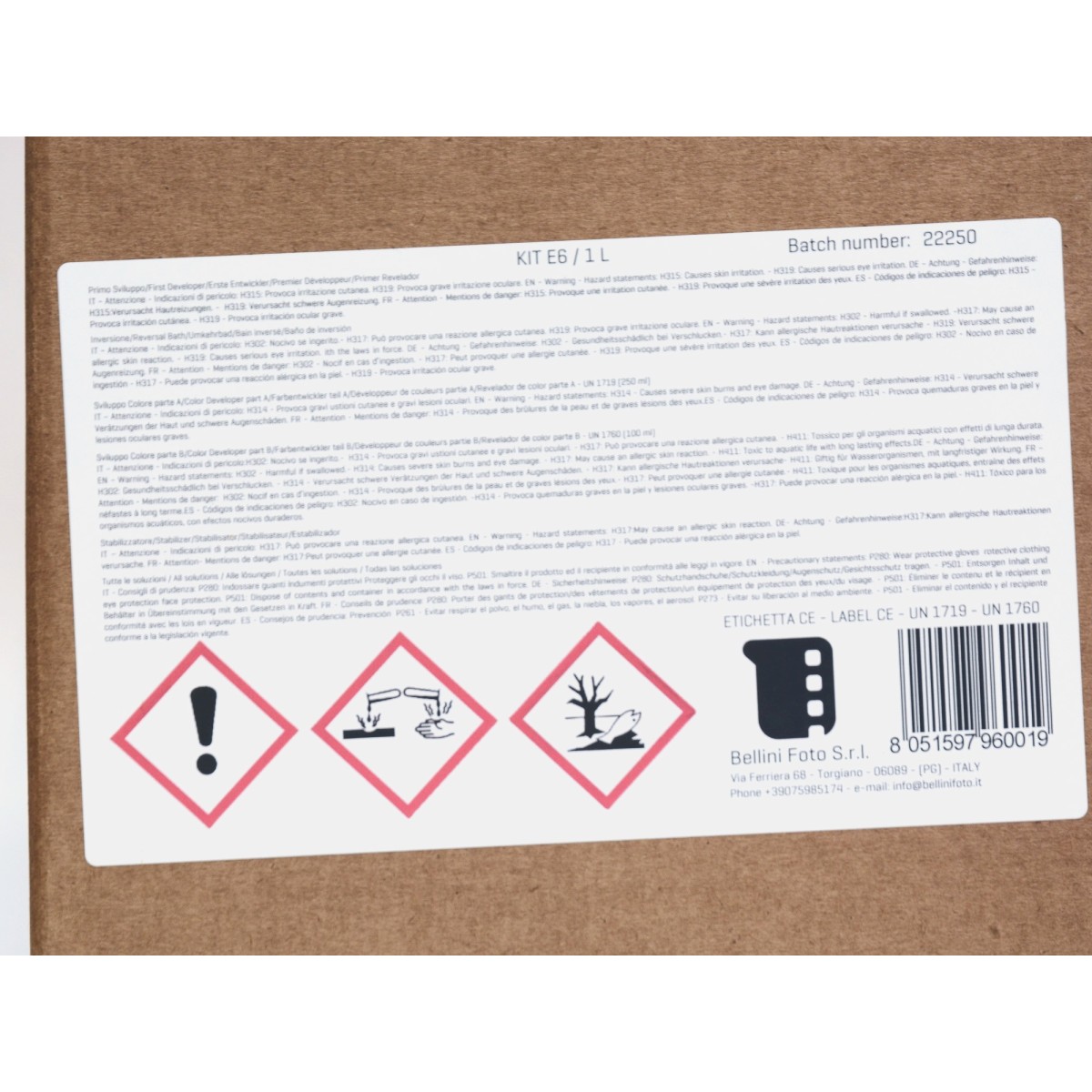 Bellini Zestaw do procesu E6 - do slajdów, na 1 l.