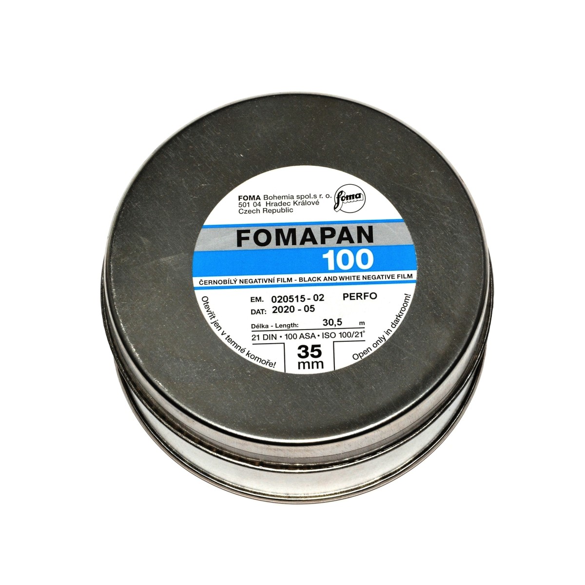 Foma Fomapan 100 30,5 m. film z puszki z metra