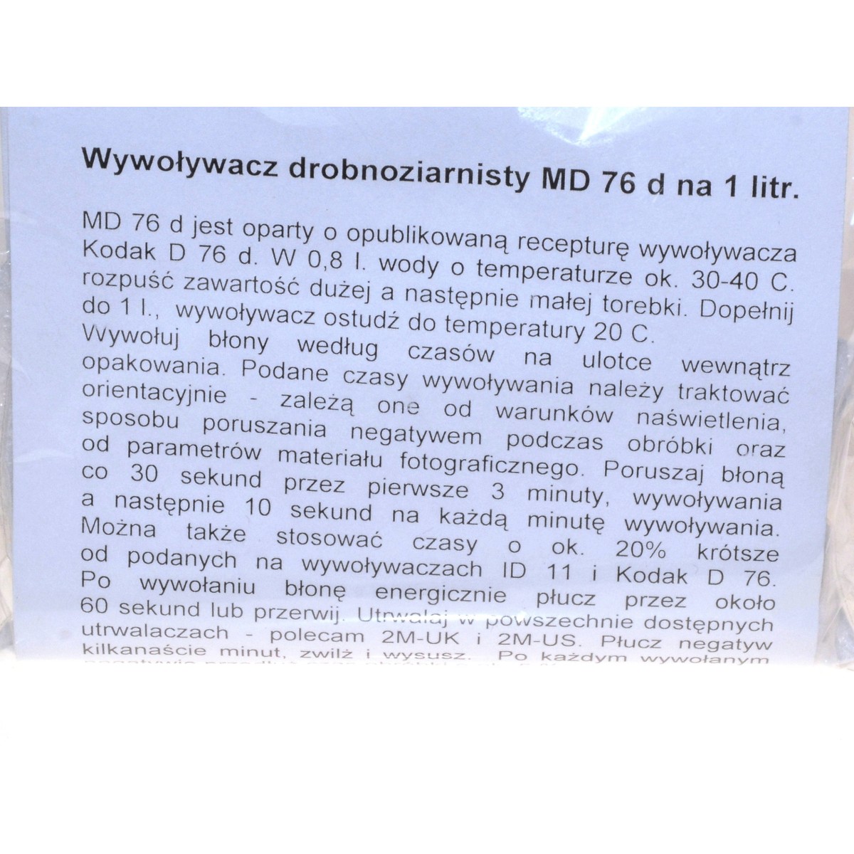 2M Wywoływacz kontrastowy MD76d na 1 litr do obróbki filmów