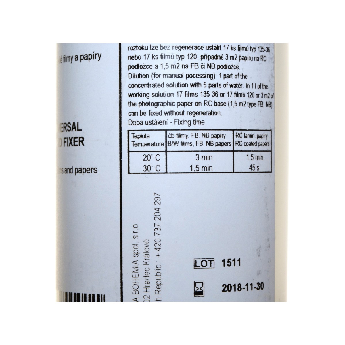 Foma Fomafix 500 ml. na 3 litry, stężony - utrwalacz uniwersalny B&W