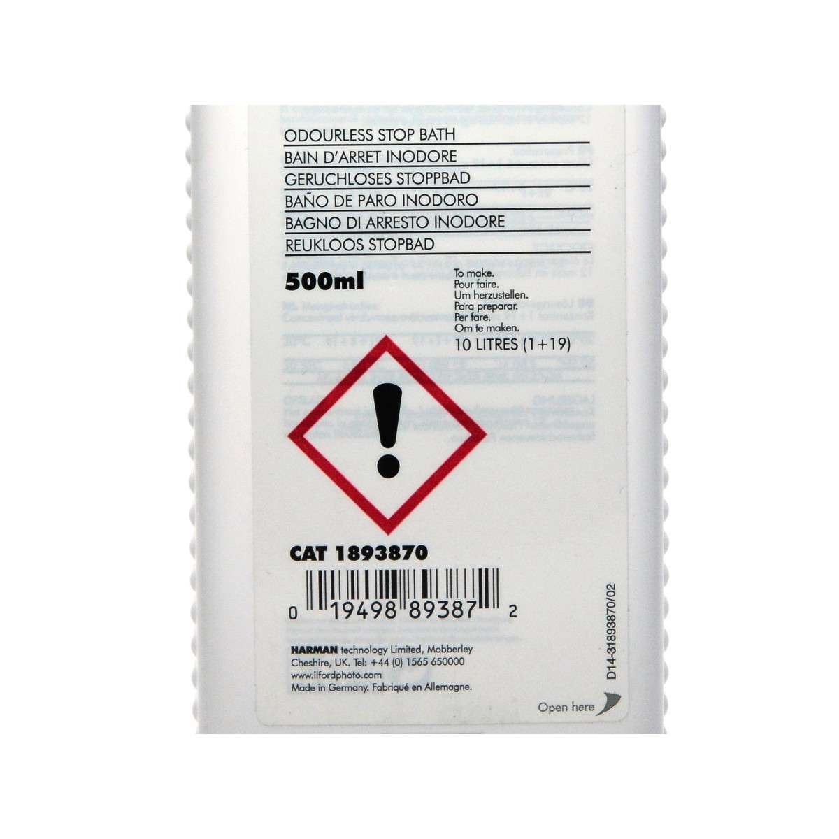 Ilford Ilfostop 500 ml. przerywacz bezwonny ze wskażnikiem