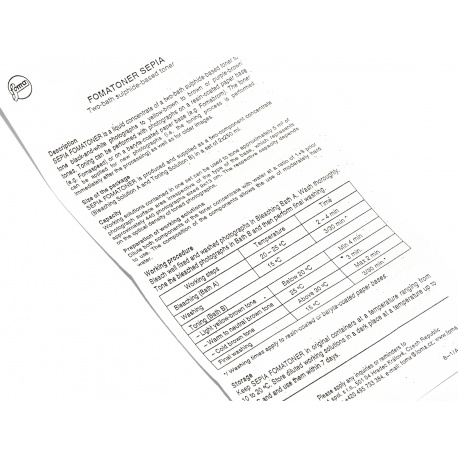 Fomatoner Sepia 2x250 ml. do sepiowania odbitek czarno-białych