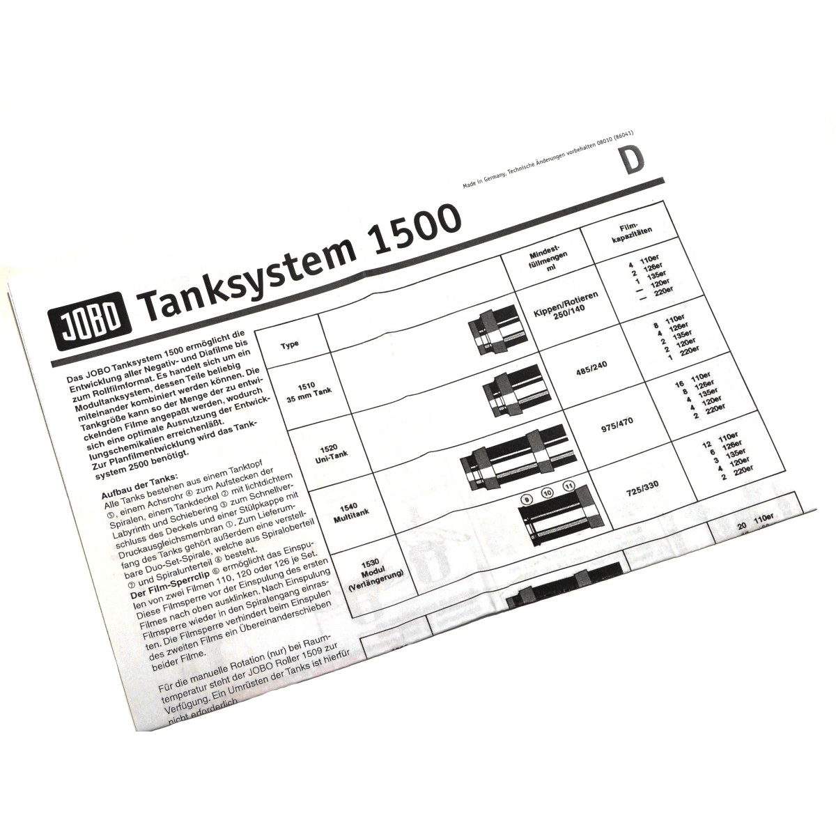 Jobo Koreks Unitank na 2 filmy 35mm z 1 szpulą 1520