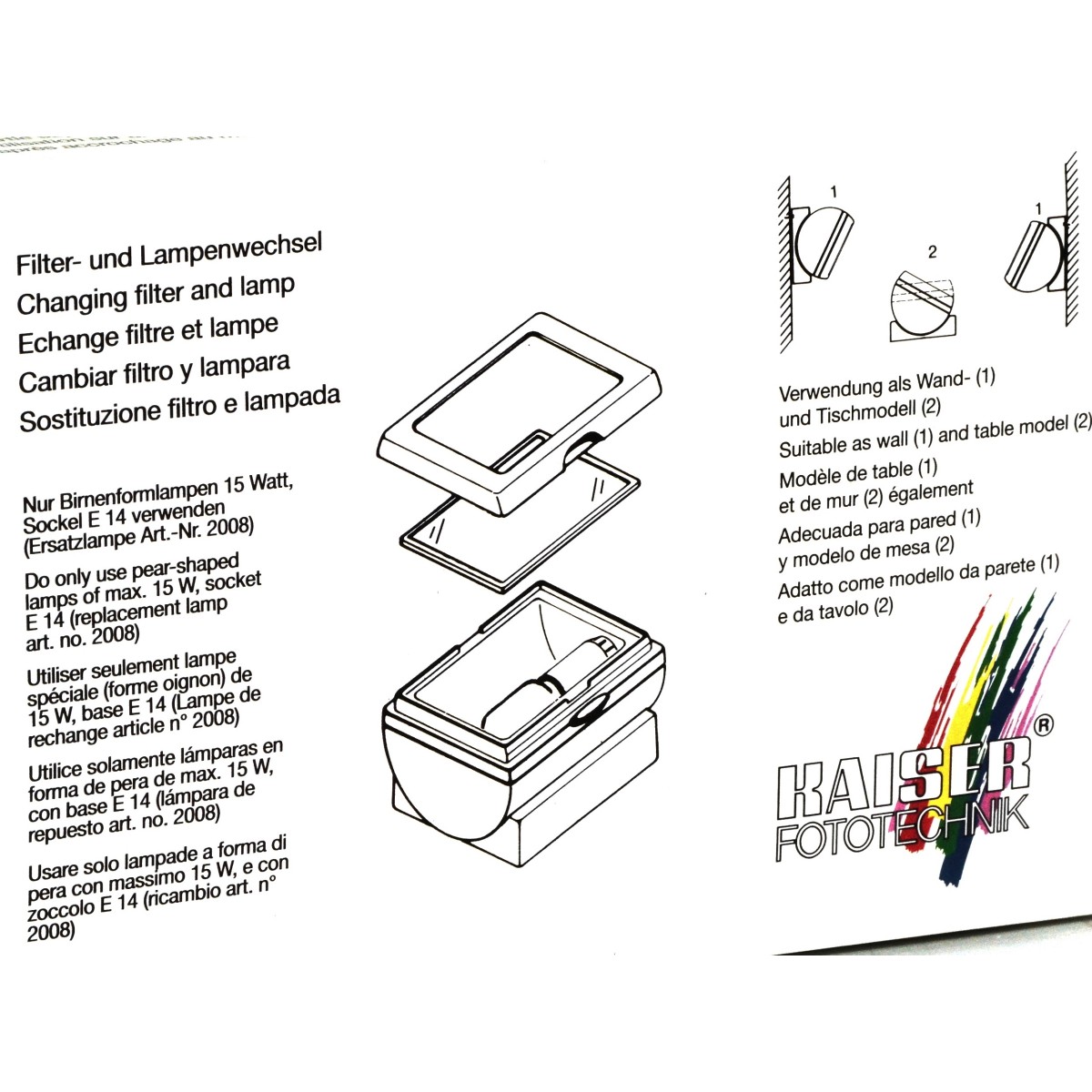 Kaiser Lampa ciemniowa Duka z filtrem Multigrade (4018) do ciemni B&W