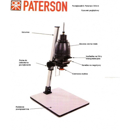 Paterson Powiększalnik głowica czarno-biała 24x36 plus obiektyw 4,5/50mm